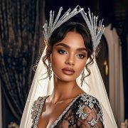 Veil Worn With Spiked Crown Headpiece