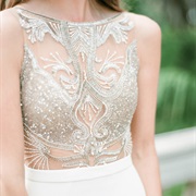 Beaded Lace Illusion Bodice