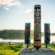 Coast Salish Totem Pole and Story Boards, San Juan Island