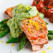 Salmon With Avocado Dill Sauce