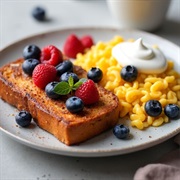 Blueberry Banana Bread With Scrambled Eggs