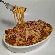 Goke Yoke Jeurng Yi Fun (Hong Kong Baked Spaghetti Bolognese)