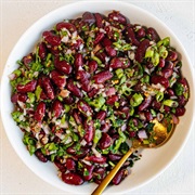 Kidney Bean, Green Pepper, Red Onion, and Peanut Salad