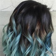 Pops of Teal in Hair