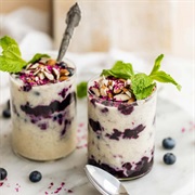 Coconut Rice Pudding With Blueberries
