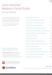 Lexis Advance® Research Quick Guide for Law School (Lexisnexis®)