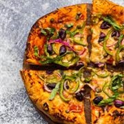 Black Olive, Onion and Green Pepper Pizza