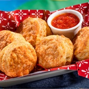 The Prospector's Homemade Cheddar Biscuits With Sweet Pepper Jelly