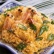 Dry Butter Prawn With Egg Floss