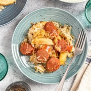Kielbasa and Sauerkraut Skillet