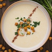 Hummus Soup With Crispy Chickpeas