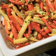 Roasted Onions, Carrots, Parsnips, and Green Peppers