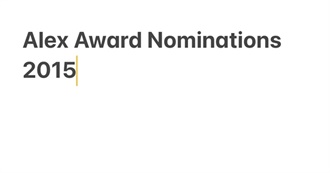 Alex Award Nominations 2015