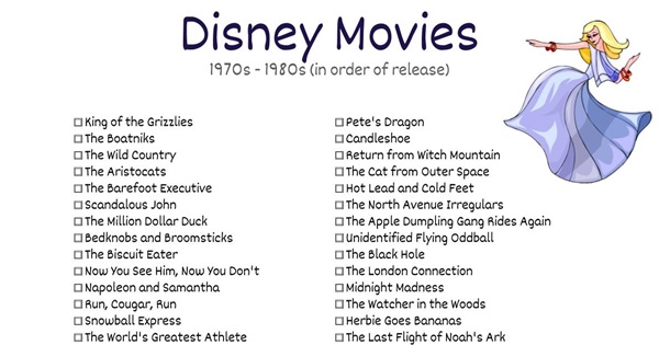 Disney Movies List 1970s and 1980s